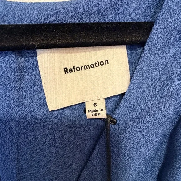 Reformation Blue “Wilda” V-Neck Button-Front Maxi Dress - Picture 3 of 9